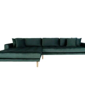 Elegant Mørkegrøn Velour Sofa med 4 Puder til Dit Hjem