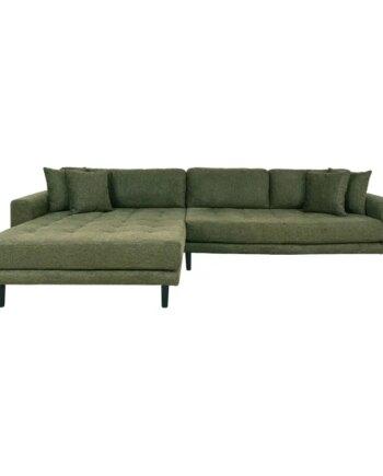 Elegant Venstrevendt Sofa i Oliven Grøn med 4 Puder