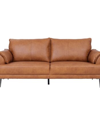 Elegant 2-personers sofa i lysebrunt læder – Udsalg!