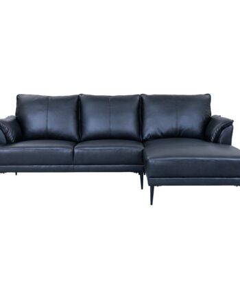Elegant Sort Læder Sofa med Højre Chaiselong – Super Tilbud!