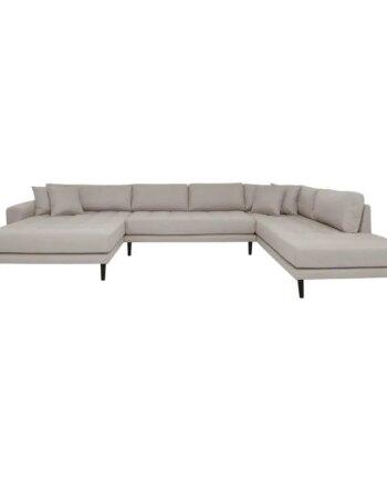 Elegant U-sofa med åben ende til venstre i stone - perfekt til hjemmet!
