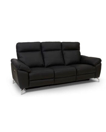 Elegant Sort Læder 2-Personers Sofa med Recliner Funktion