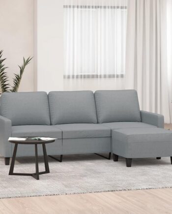 3-Personers Sofa Med Fodskammel i Lysegrå - Boligcenter
