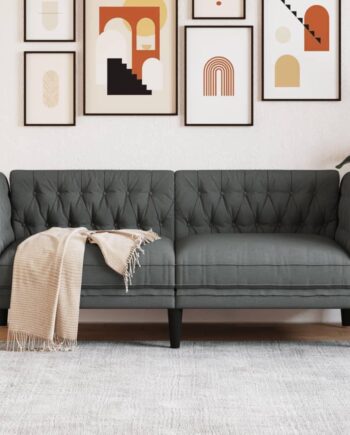 3-personers Chesterfield Sofa i Mørkegrå - Komfortabel Elegance
