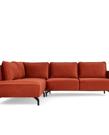Bella Hjørnesofa i Orange Velour - Familievenlig Komfort