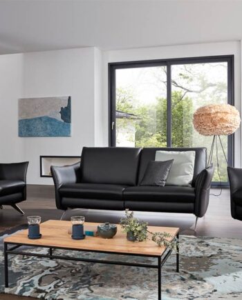 Sort Himolla 6902 Pers Sofa Læder Justerbar Ryg Skammel - Himolla Sofa