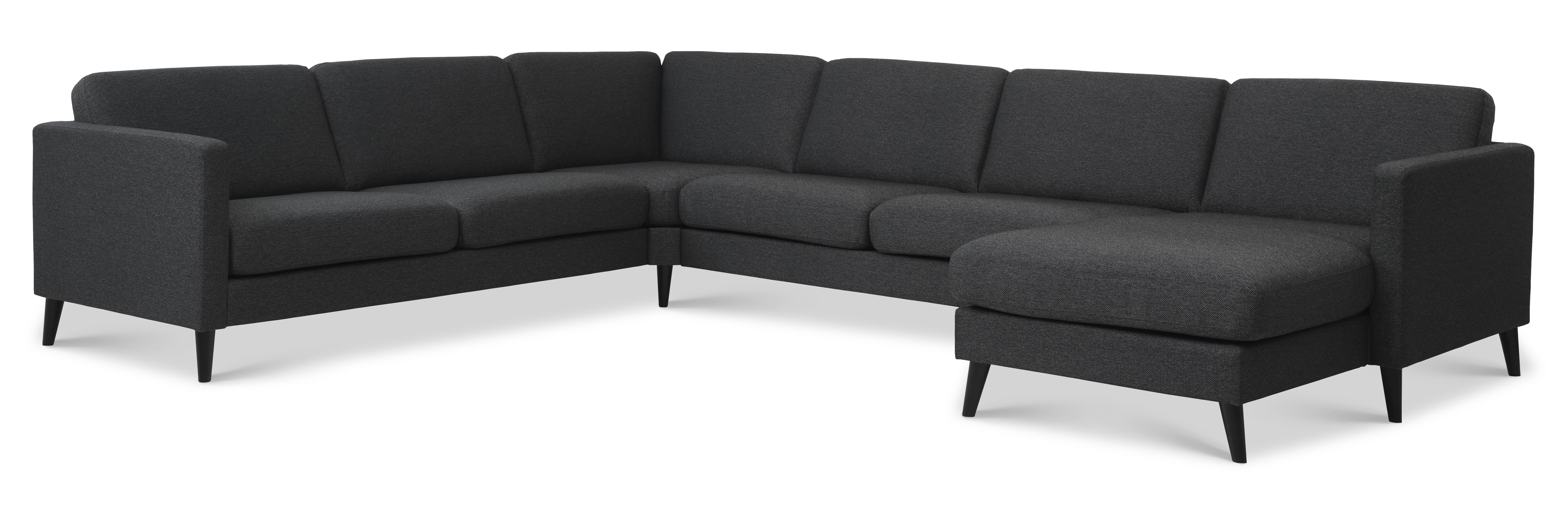Sort Ask Sæt 2c3d Sofa Antracitgrå Polyester Stof Træ - Lexpo Living Sofa  - 5715249016020