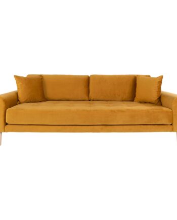 Lido 3-Personers Sennepsgul Velour Sofa - Elegant Komfort