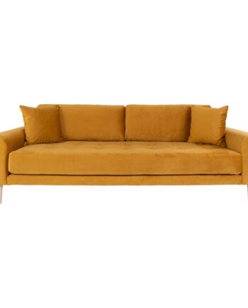 Elegant 3-personers sennepsgul velour sofa til hjemmet