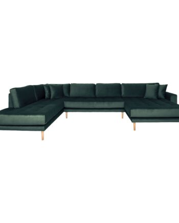 Elegant Mørkegrøn Velour U-sofa – Perfekt til Hygge