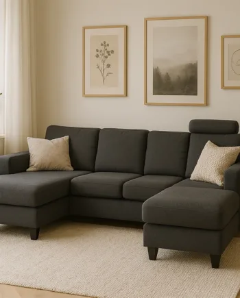 Aalborg Sofa Mørkegrå Højrevendt Mørkegrå - Nordic Design Sofa