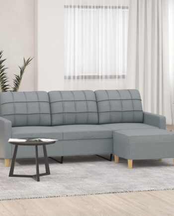 3-Personers Sofa Med Fodskammel i Lysegrå - Boligcenter