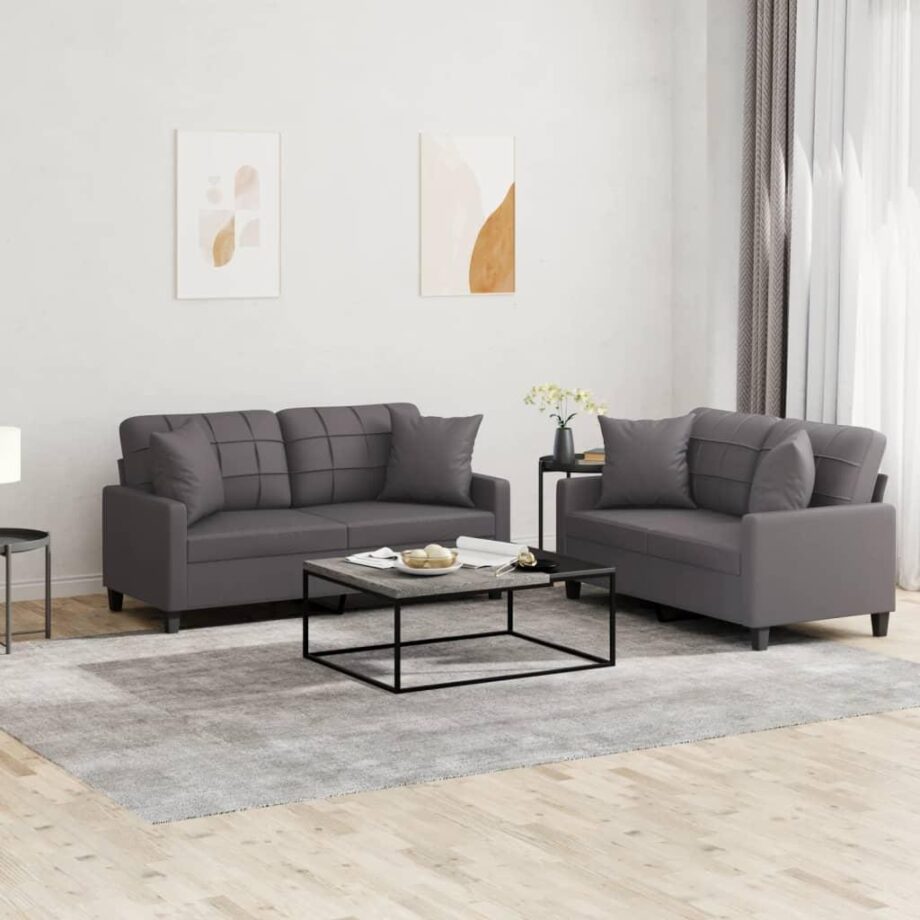 Moderne Grå Kunstlæder Sofa - Elegance til Dit Hjem
