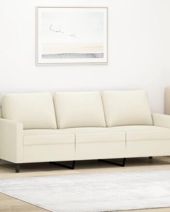 3-Personers Fløjl Sofa i Creme - Boligcenter Tilbud