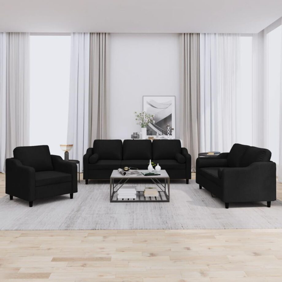 Elegant Sort Sofa med Puder - Perfekt til Dit Hjem!