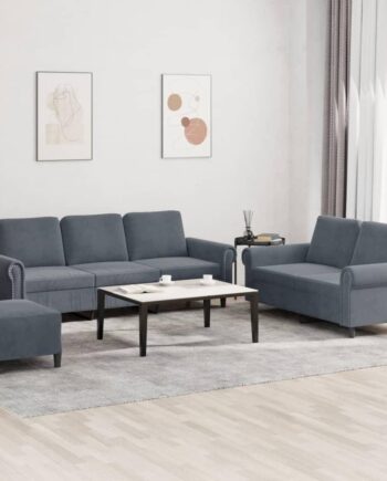 3-Personers Mørkegrå Velour Sofa – Stilfuld Komfort til Dit Hjem