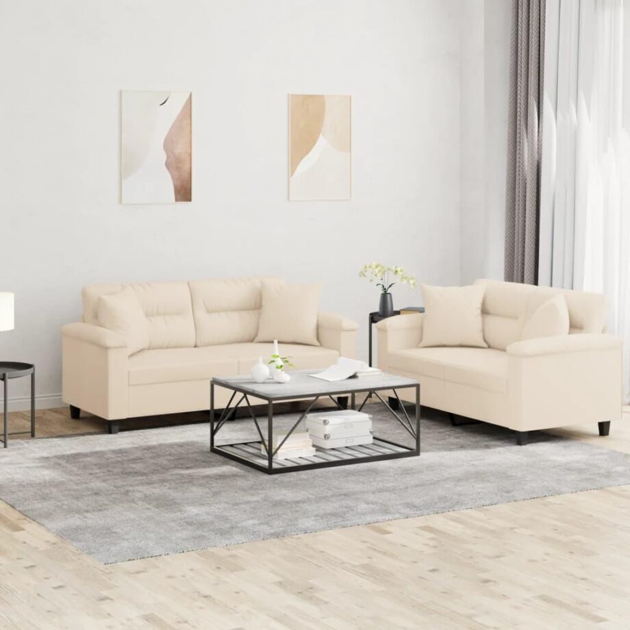 Elegant Beige Mikrofiber Sofa – Stil og Komfort til Stuen