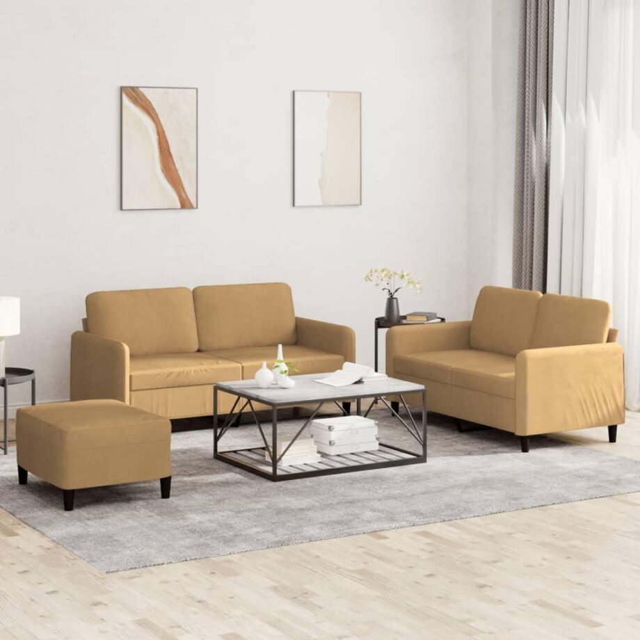 Elegant Brun Velour Sofa – Stil og Komfort til Dit Hjem