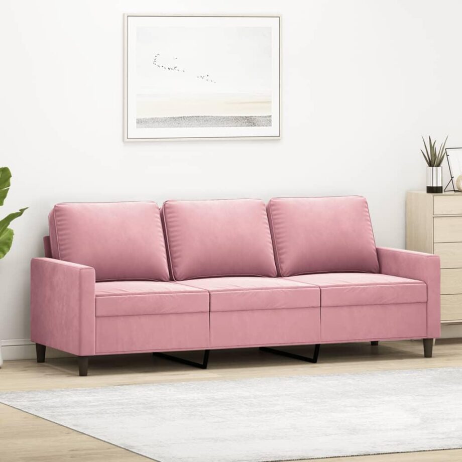 3-Personers Lyserød Fløjl Sofa – Et Must-Have til Dit Hjem!