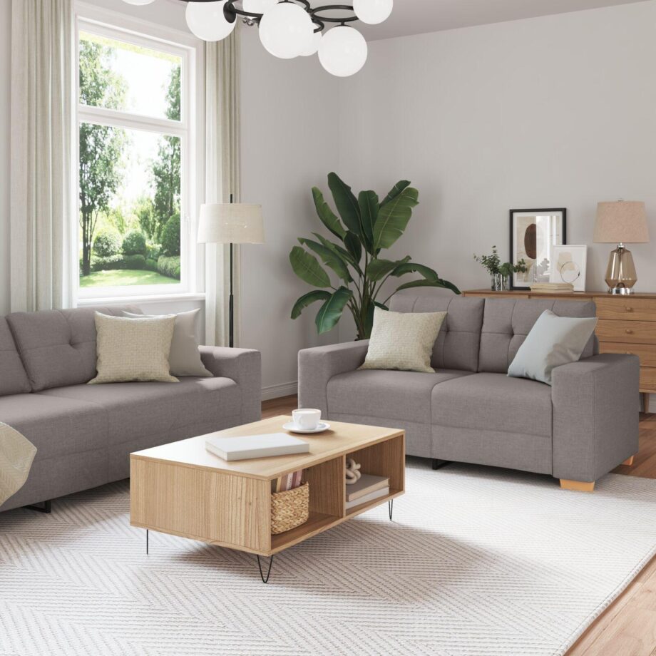 Moderne L-formet taupe sofasæt til stilfuld stue!