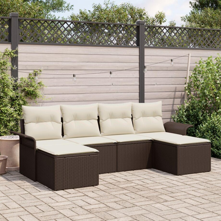 Elegant Have Sofa Sæt i Brun Poly Rattan med Puder