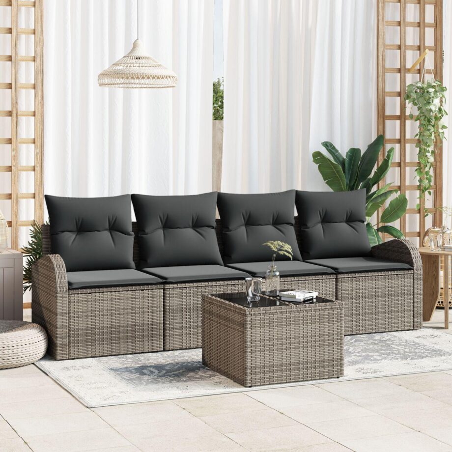 Modulært Have Sofa Sæt i Grå Rattan – Elegance til Udearealet