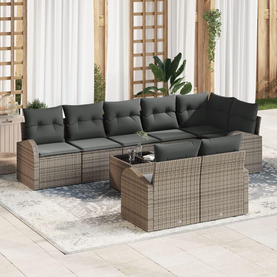 Moderne Sort Have Sofa Sæt med Hynder - Stilfuld Udeliv