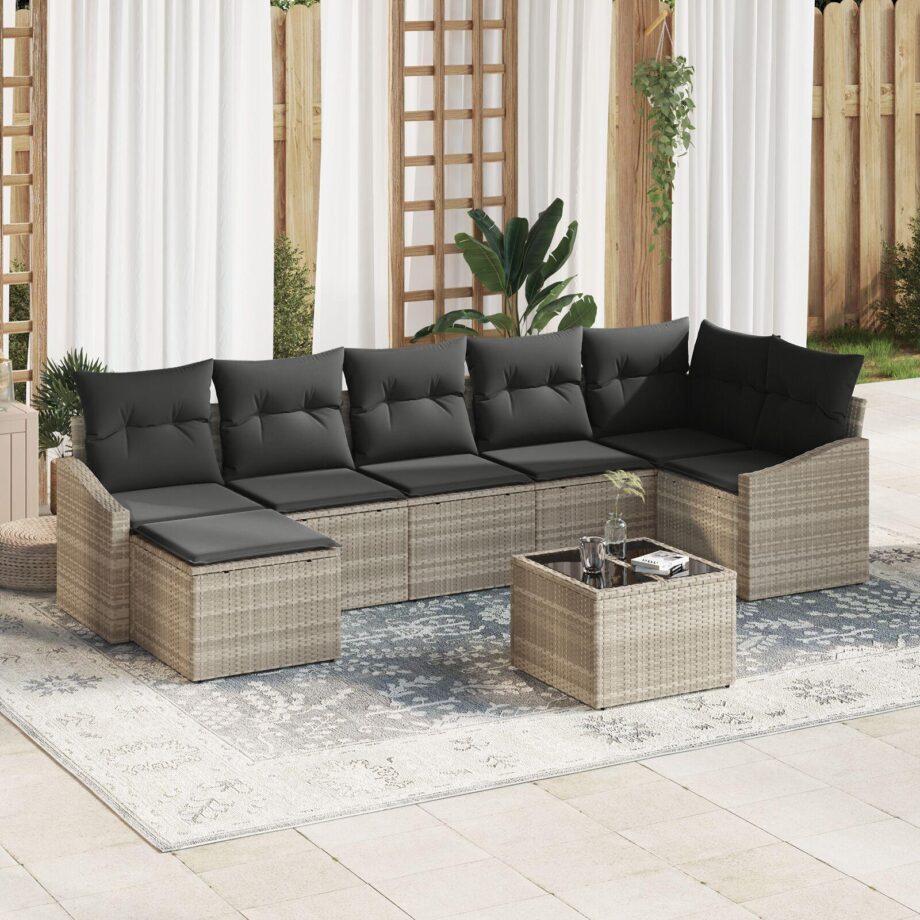 Elegant Grå Poly Rattan Sofa Sæt til Haven - Stilfuld Komfort