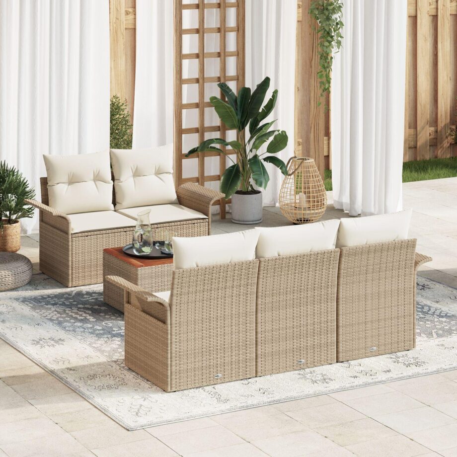 Moderne Beige Have Sofa Sæt med Puder til Udendørsbrug
