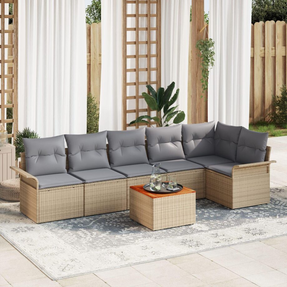 Modulært Have Sofa Sæt i Beige – Ideelt til Afslapning
