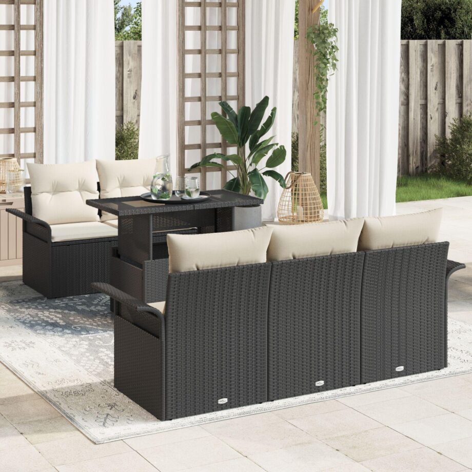 Moderne Sort Have Sofa Set med Puder – Ideelt til Udenfor