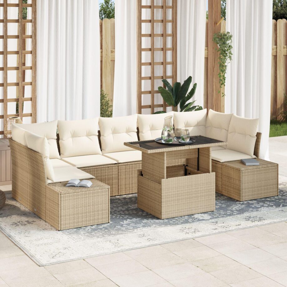 Beige Have Sofa Sæt med Puder - Udsalg! Komfort til Haven