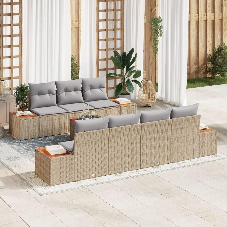 Elegant Beige Have Sofa Sæt med Puder til Uderum