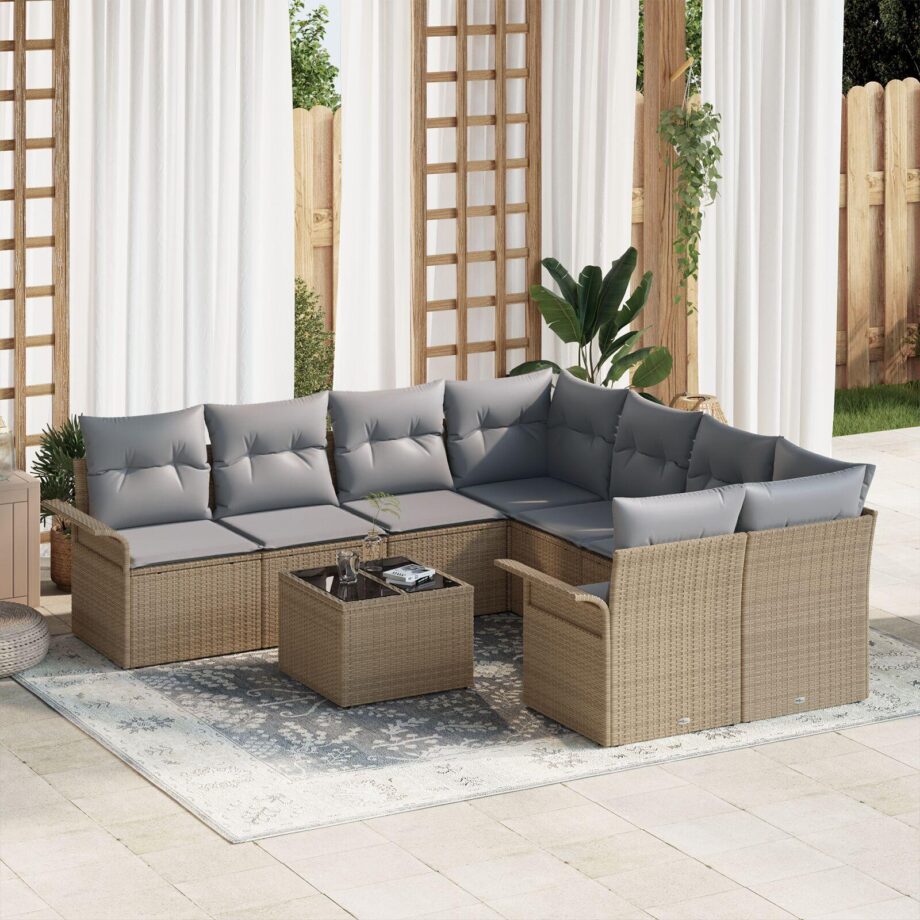 Moderne Beige Have Sofa Sæt med Opbevaring og Puder
