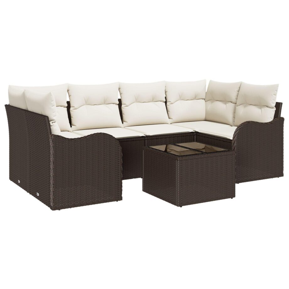 8-dele Have Sofa Sæt i Brun Poly Rattan med Puder - Udsalg!