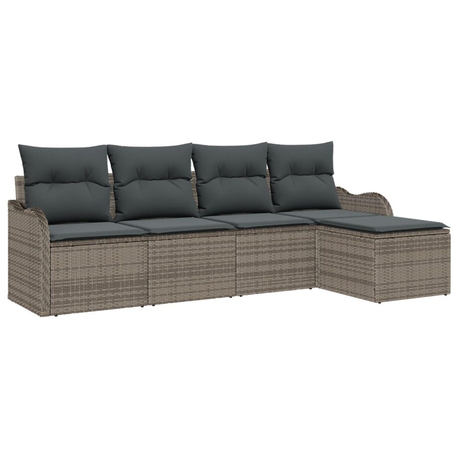 Moderne Grå Poly Rattan Sofa Sæt til Haven med Puder