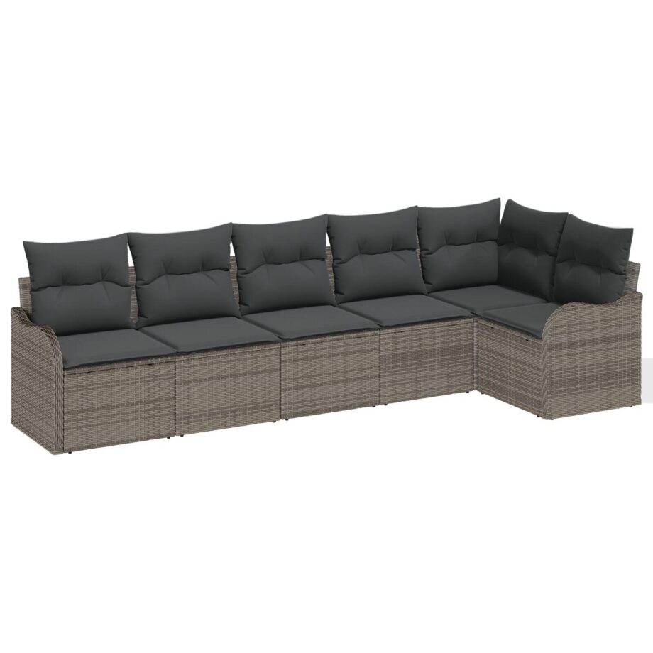Elegant Grå Rattan Sofa Sæt til Haven med Puder