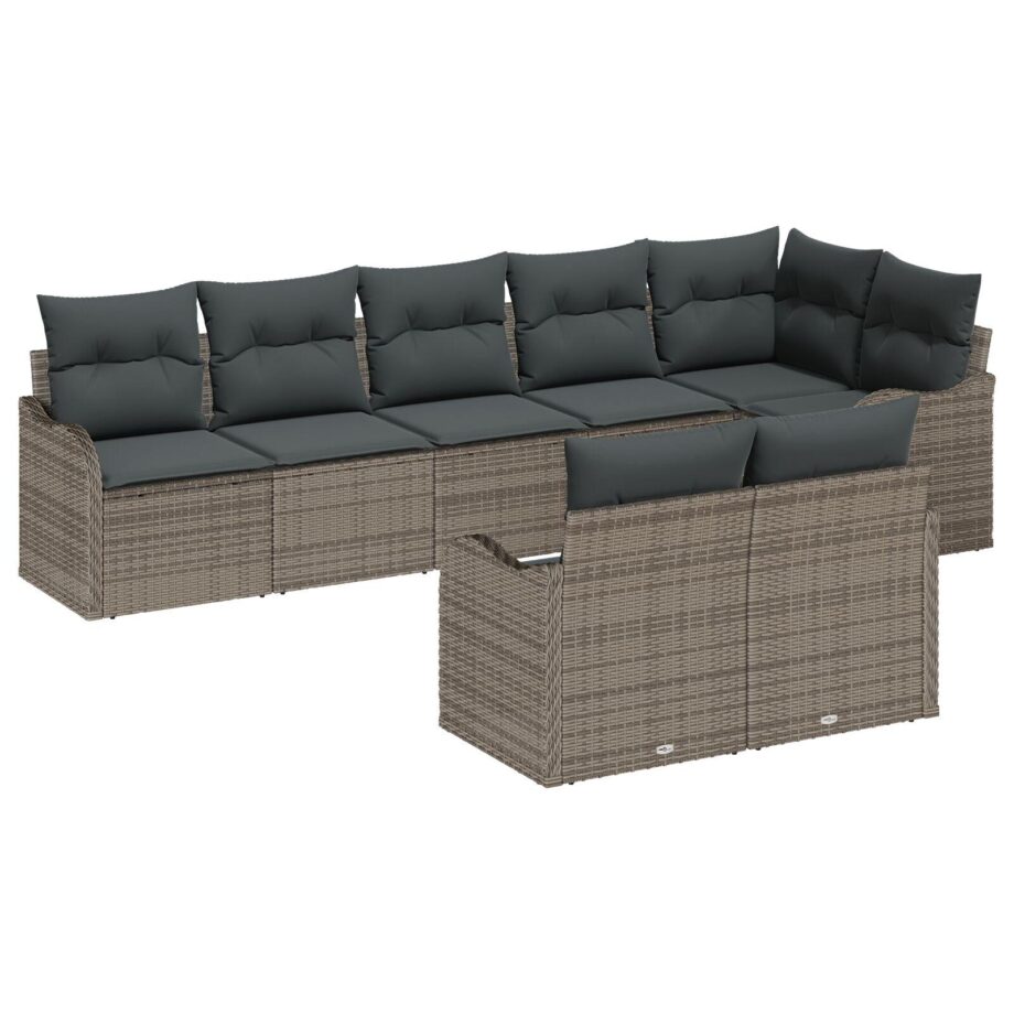 Moderne Grå Poly Rattan Sofa Sæt til Haven med Puder