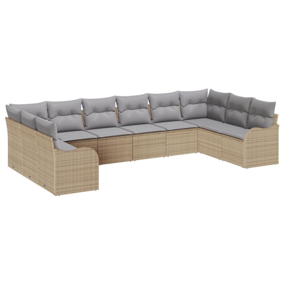 Moderne 6-dels Have Sofa Sæt med Beige Puder til Udeliv