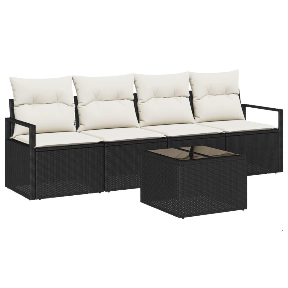 Elegant Delt Sofa Sæt til Haven - Sort Design med Puder