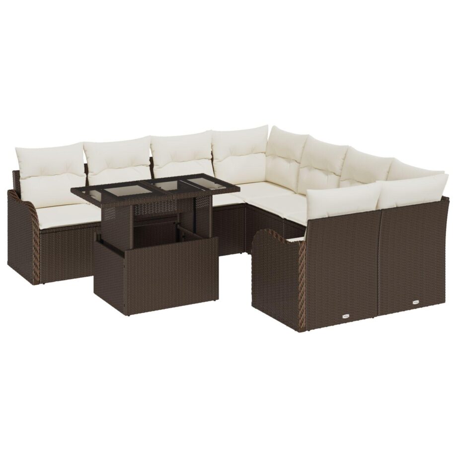 Elegant Havemøbler Sofa Sæt i Brun Poly Rattan til Uderum