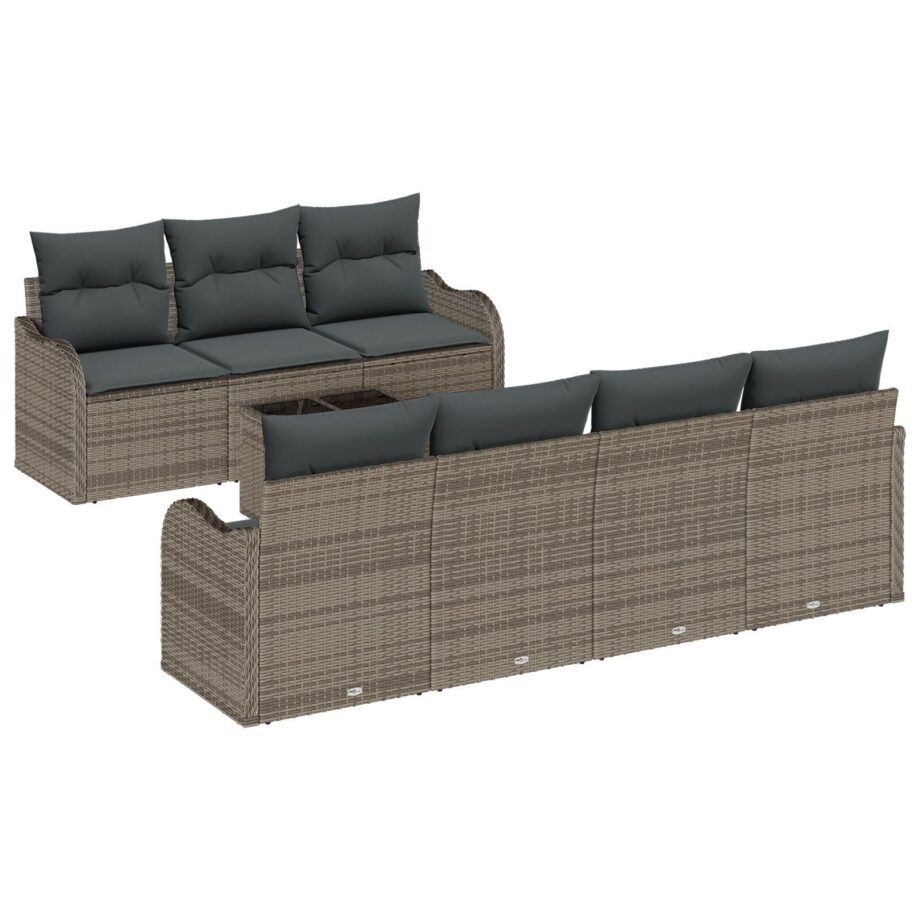 Modulært Have Sofa Sæt i Grå Poly Rattan med Puder