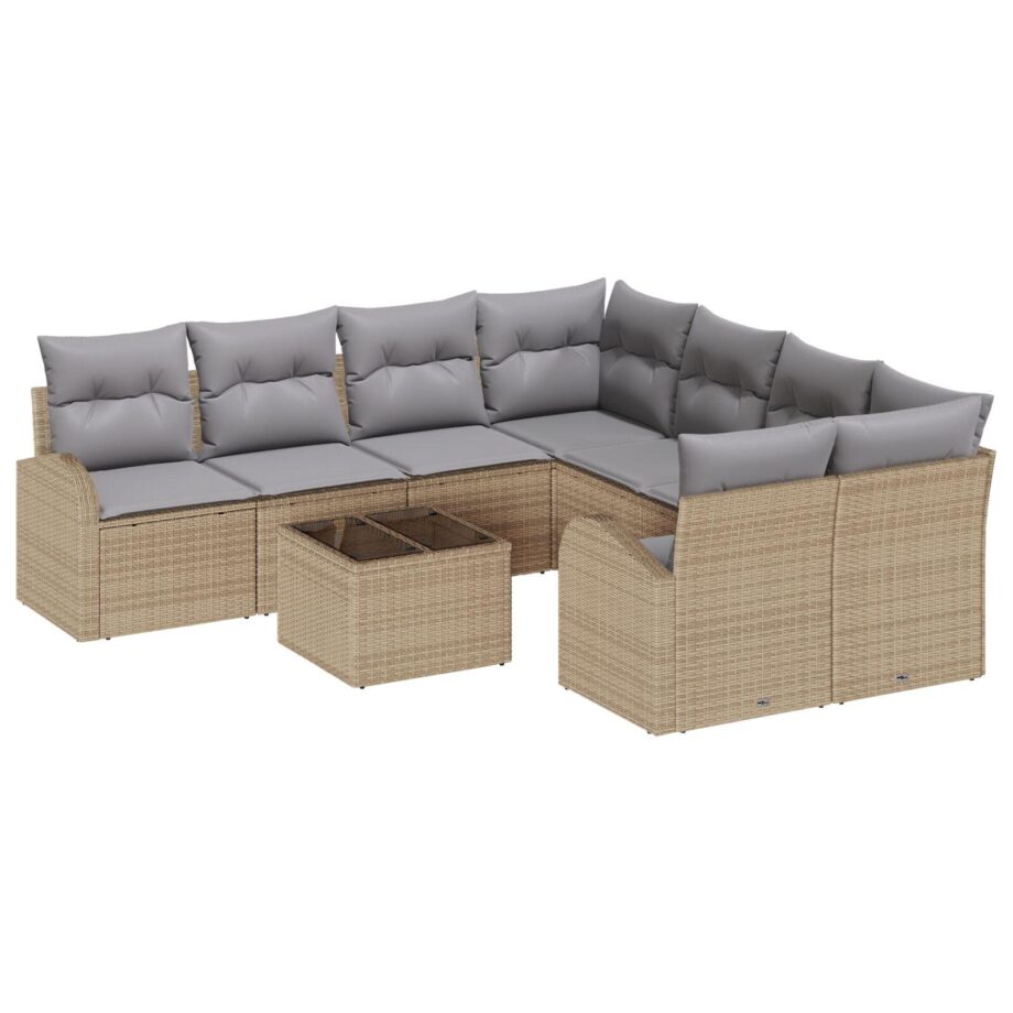 Beige Have Sofa Sæt med Opbevaring og Puder til Haven