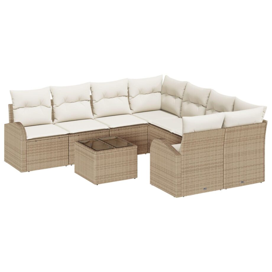 Elegant Beige Sofa Sæt til Haven med Opbevaring og Puder