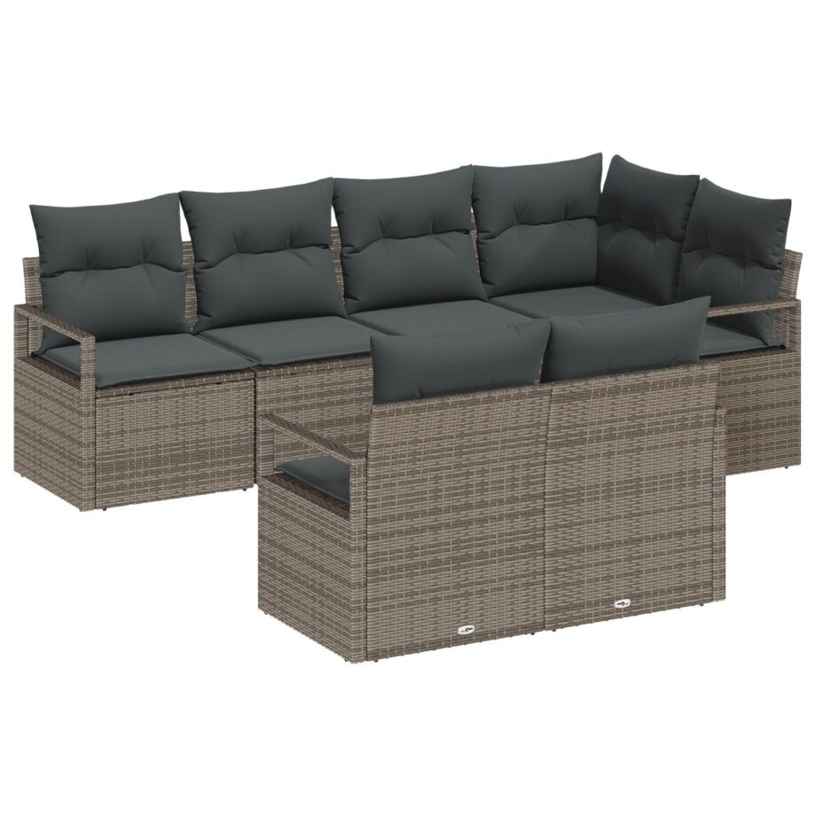 Moderne Grå Poly Rattan Sofa Sæt med Opbevaring
