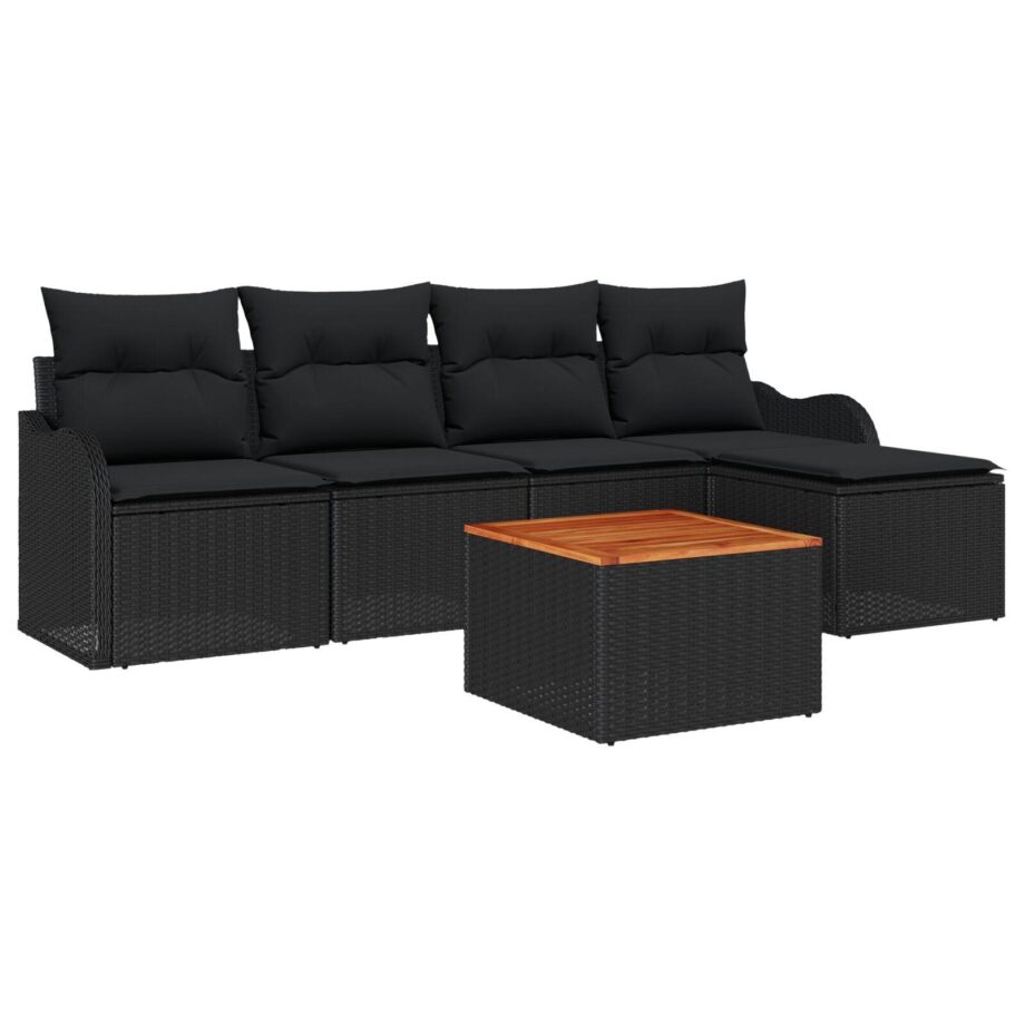 Elegant Sort Delt Have Sofa Sæt med Opbevaring og Puder