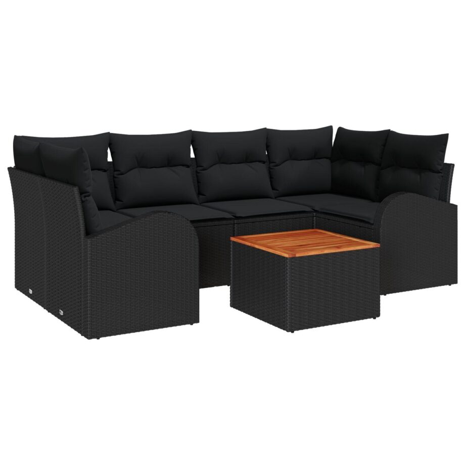 Modulært Sort Have Sofa Sæt med Opbevaring & Puder