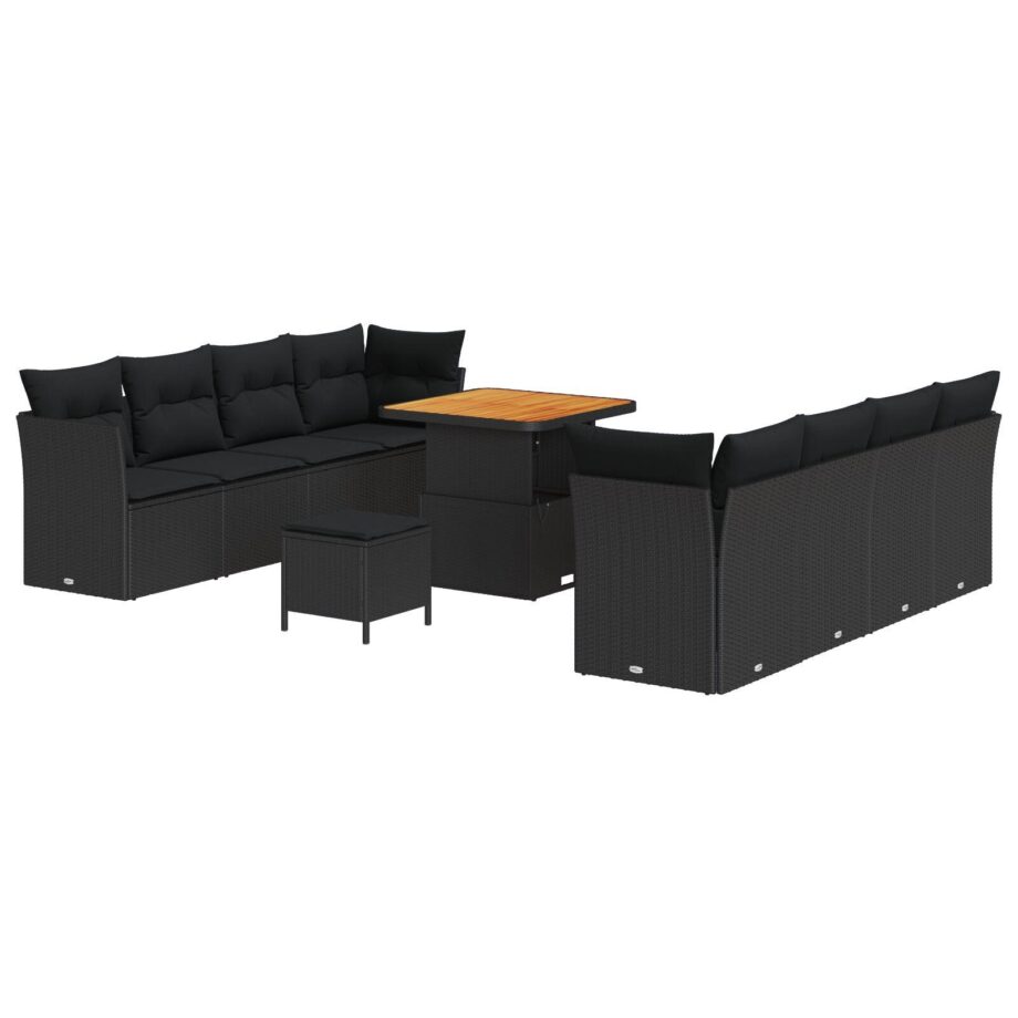 Moderne Sort Have Sofa Sæt med Puder til Udendørsbrug