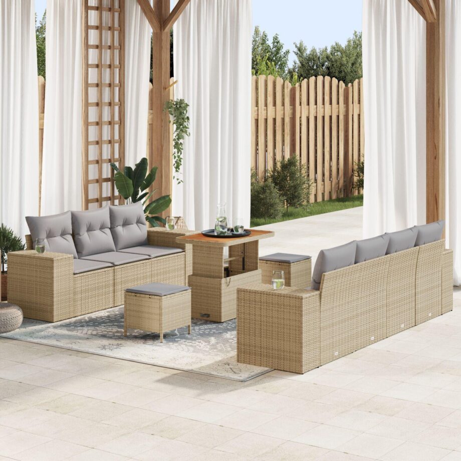 Moderne 12-delt Beige Rattan Sofa Sæt til Haven