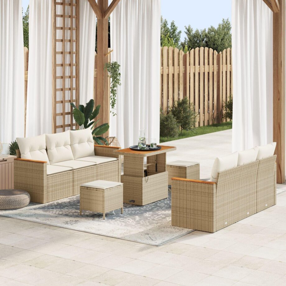 Moderne Beige Sofa Sæt til Uderum med Puder